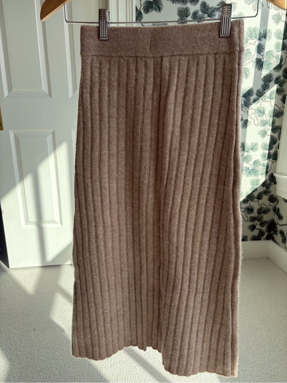 Quince Ribbed Maxi Skirt in Warm Taupe